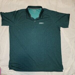 Eddie Bauer Mens Dark Green Short Sleeve Polo Shirt XXL Tall Freedry St Patricks